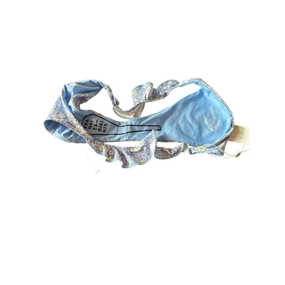 NWT Frankies Bikinis Springtime Floral Ruffle Bikini Bottom Blue XL‎ 11170NS